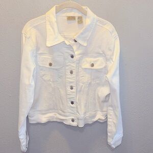 St Johns Bay White Denim Jean Jacket Spring Summer Women’s Size Médium